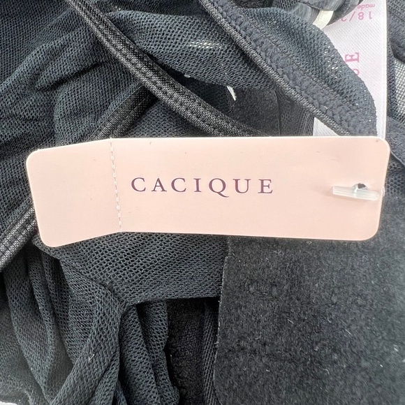 NWT Cacique Black Bow Embroidered 2 Piece Baby Doll Negligee Size 18/20 Women’s - Picture 7 of 7